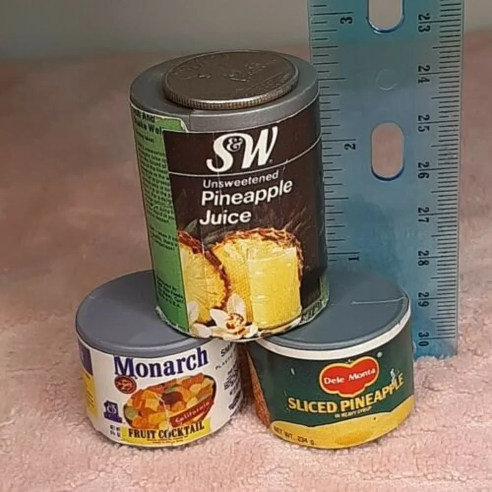 3 Vtg  Canned Goods 1980s Arco Miss Merry Supermarket Grocery Store Play Food